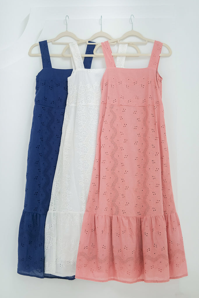 Jaena Eyelet Ruffle Hem Maxi - Navy [XS/S/M/L/XL]