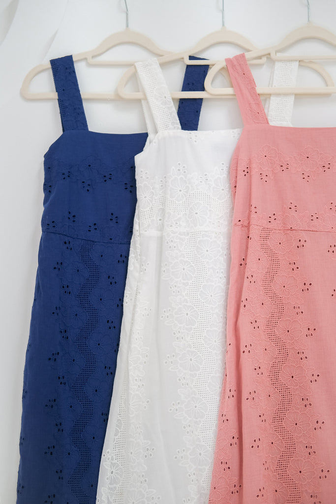 Jaena Eyelet Ruffle Hem Maxi - Navy [XS/S/M/L/XL]