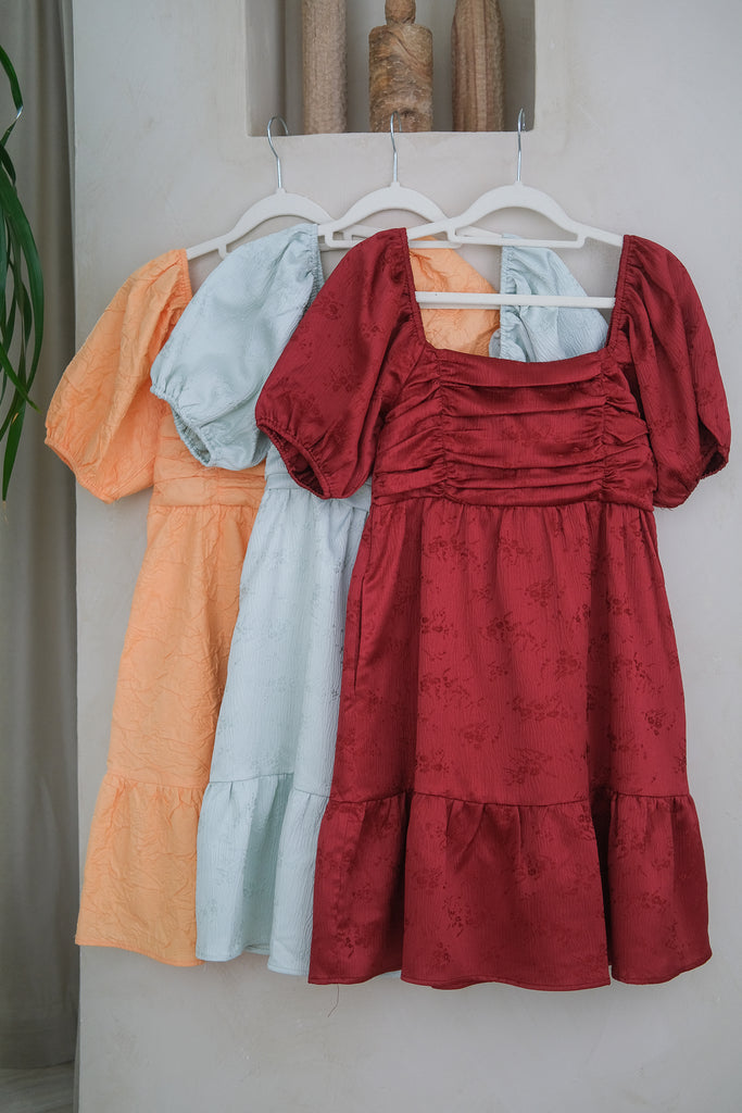 Dayra Ruche Babydoll Dress - Apricot [XS/S/M/L/XL]
