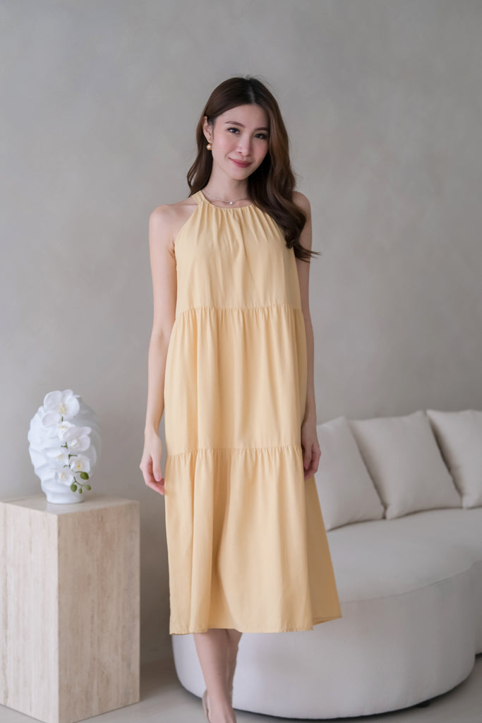 Lindy Halter Neck Tier Midi - Buttermilk [XS/S/M/L/XL]