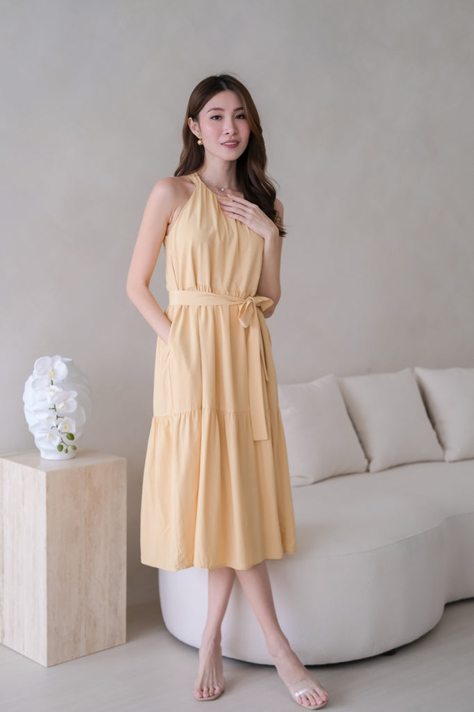 Lindy Halter Neck Tier Midi - Buttermilk [XS/S/M/L/XL]