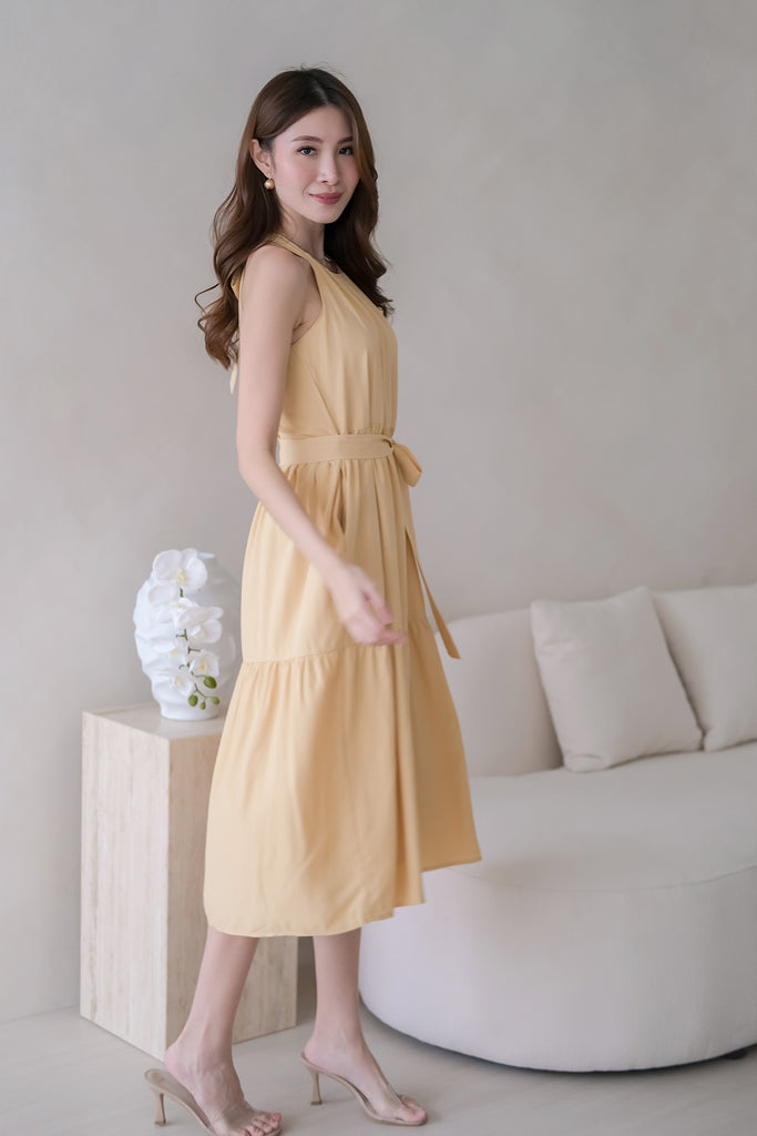 Lindy Halter Neck Tier Midi - Buttermilk [XS/S/M/L/XL]