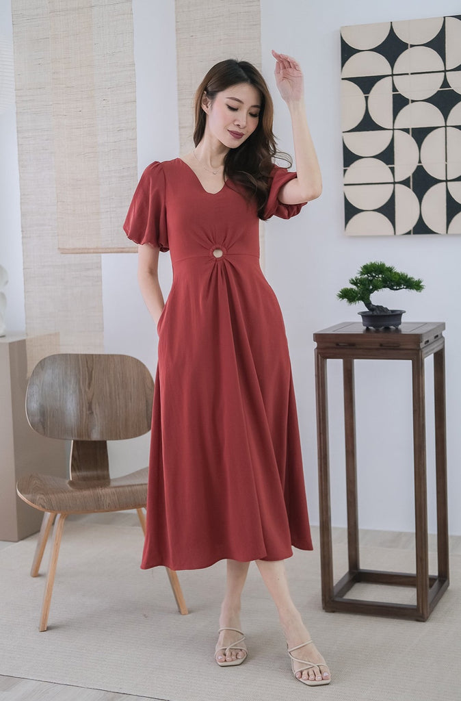 Dawn Loop Cut Out Maxi Dress - Red Wood [XS/S/M/L/XL]