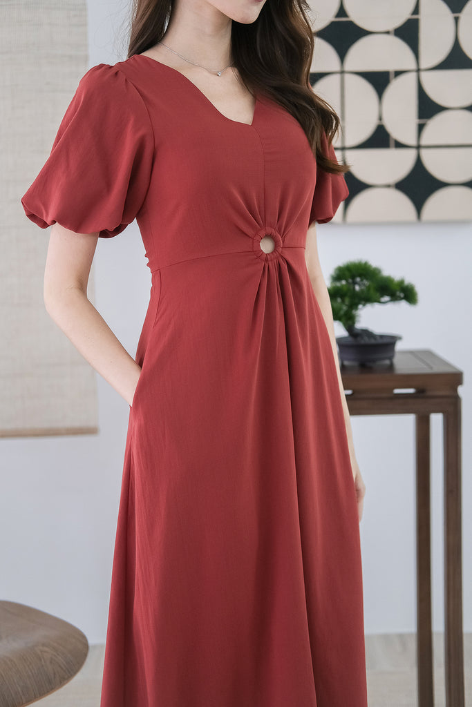 Dawn Loop Cut Out Maxi Dress - Red Wood [XS/S/M/L/XL]