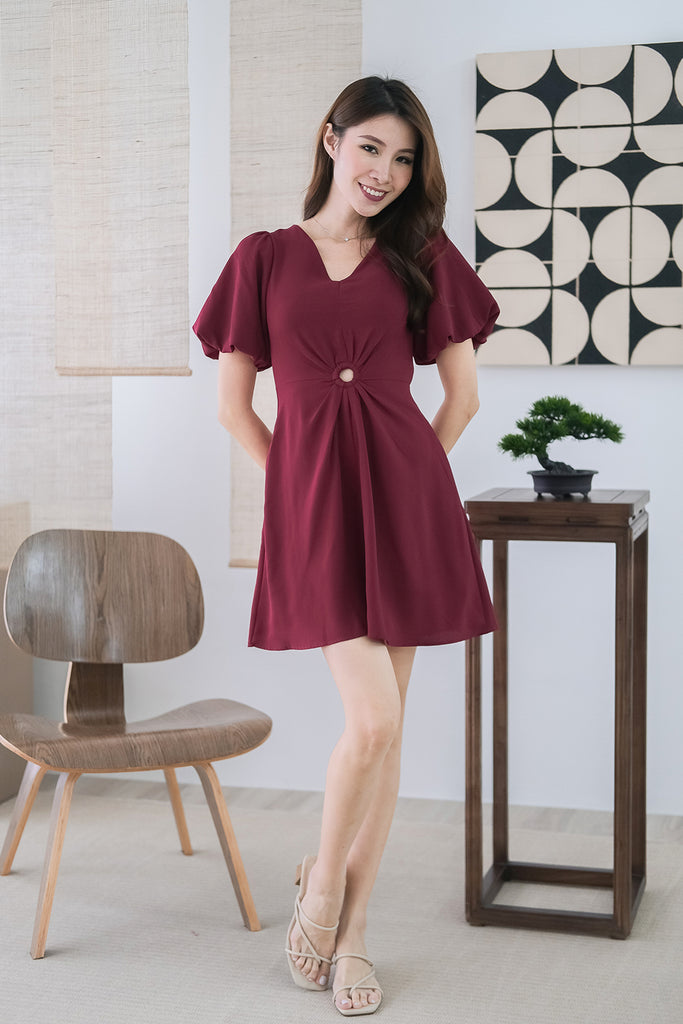 Dawn Loop Cut Out Dress Romper - Wine [XS/S/M/L/XL]