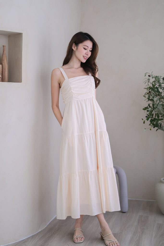 Kayler Ruched Tier Maxi - Ivory [XS/S/M/L/XL]