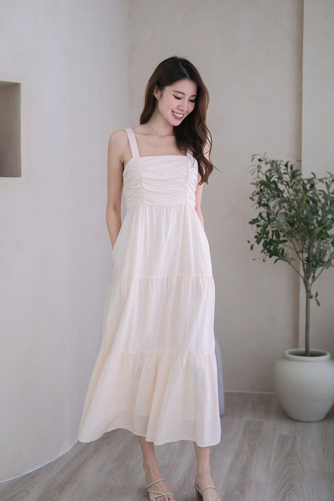 Kayler Ruched Tier Maxi - Ivory [XS/S/M/L/XL]