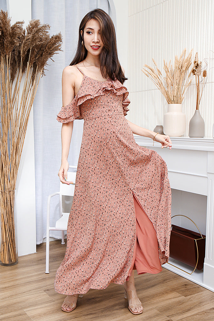 Gabriella Ditsy Print Maxi Dress - Tea Rose [XS/S/M/L/XL]