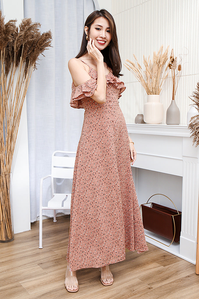 Gabriella Ditsy Print Maxi Dress - Tea Rose [XS/S/M/L/XL]