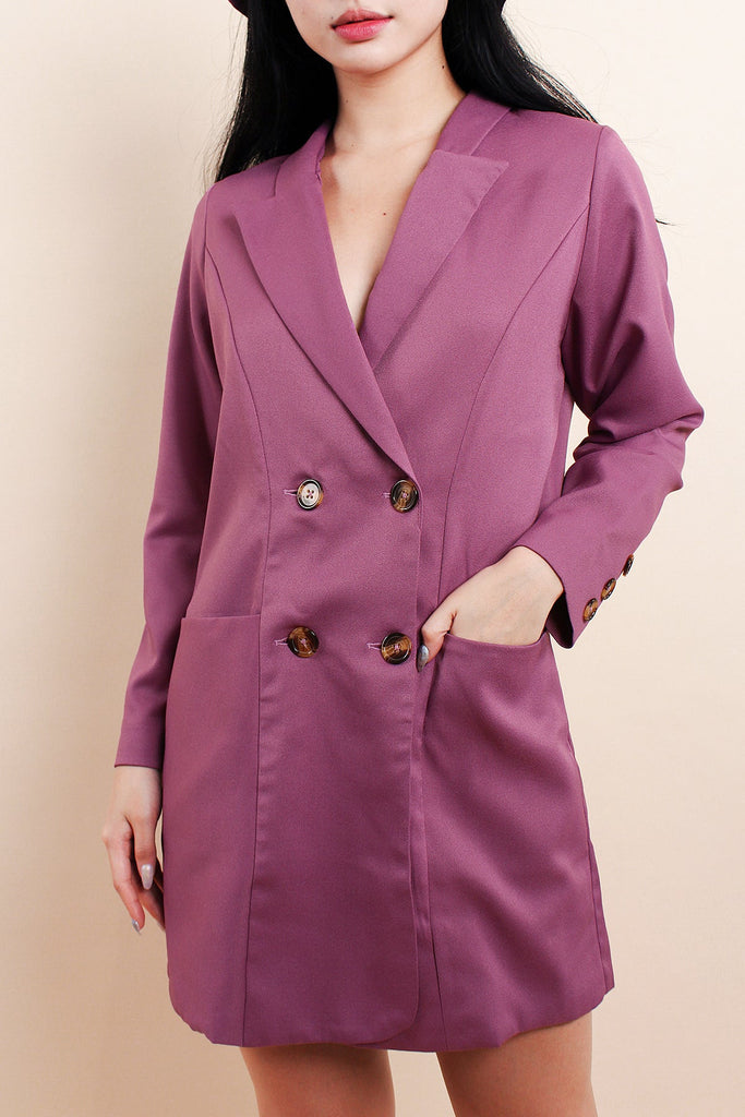 Ari Double Breasted Blazer Dress - Purple [S/M/L]