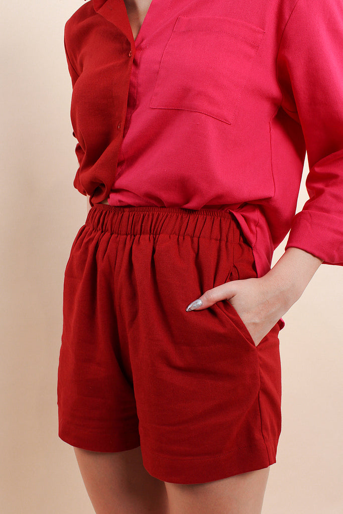 Ember Boyfriend Shorts - Red [XS/S/M/L/XL]