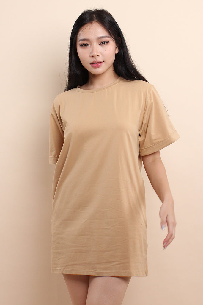 Stay Home Comfy T-shirt Dress - Sand Nude [M/L/XL]