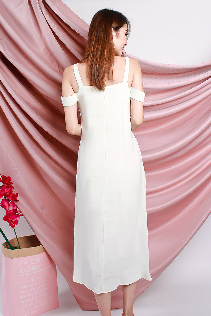 Lena Drop Shoulder Tie Dress - White [S/M/L]