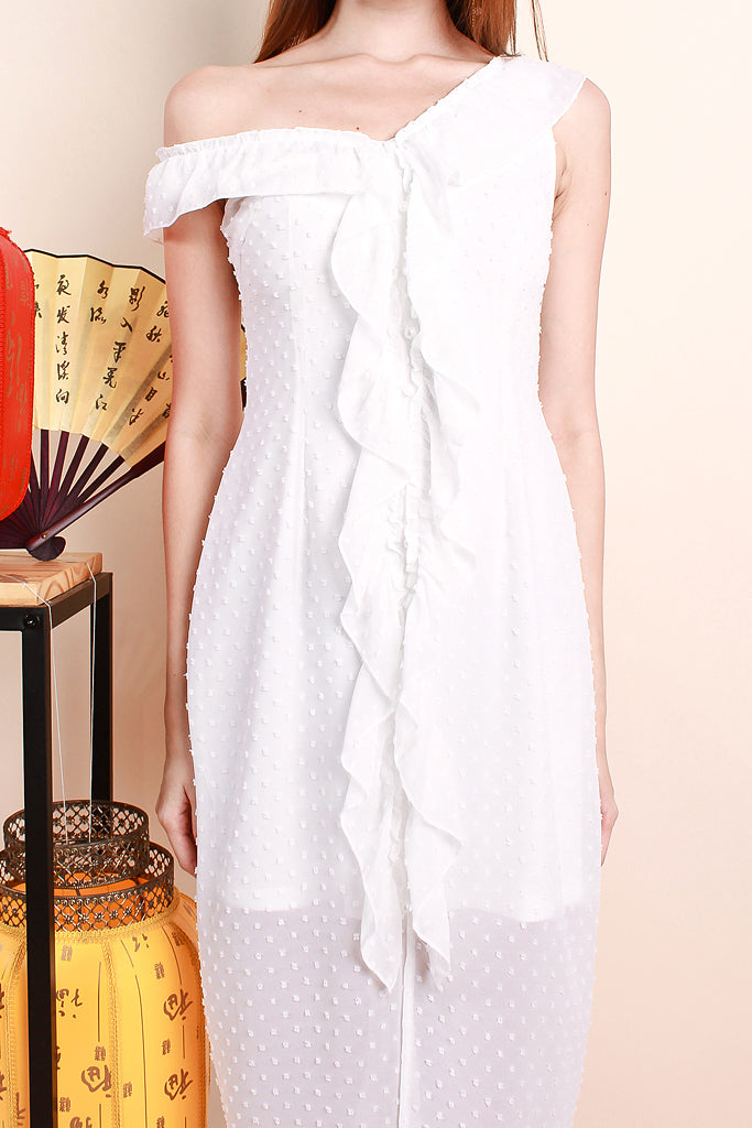 Yara Swissdot Ruffle Down Dress - White [XS/S/M/L/XL]