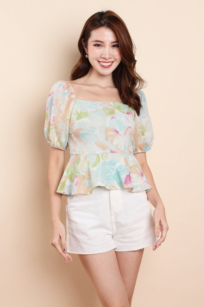 The Eden Square Neck Peplum Top - Mint [XS/S/M/L/XL]