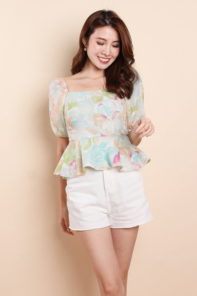 The Eden Square Neck Peplum Top - Mint [XS/S/M/L/XL]