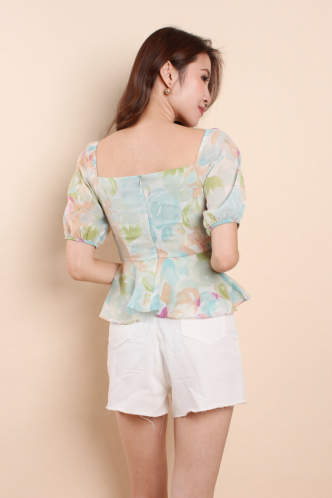 The Eden Square Neck Peplum Top - Mint [XS/S/M/L/XL]