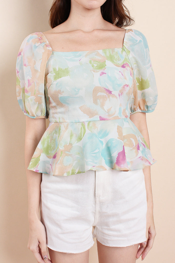 The Eden Square Neck Peplum Top - Mint [XS/S/M/L/XL]