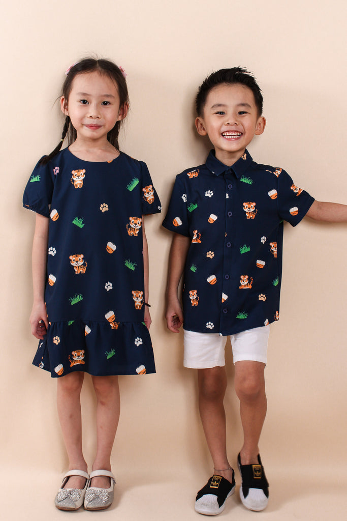Year Of Tiger Kids Shirt - Navy [12M/18M/2Y/3Y/4Y/5Y/6Y/7Y/8Y]