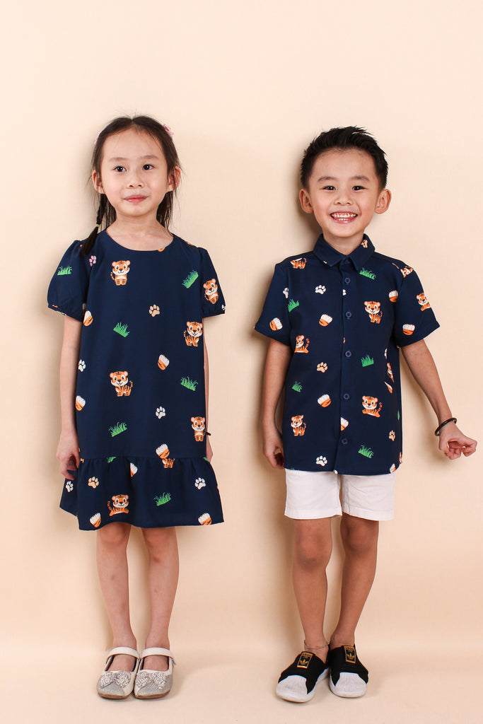 Year Of Tiger Kids Shirt - Navy [12M/18M/2Y/3Y/4Y/5Y/6Y/7Y/8Y]