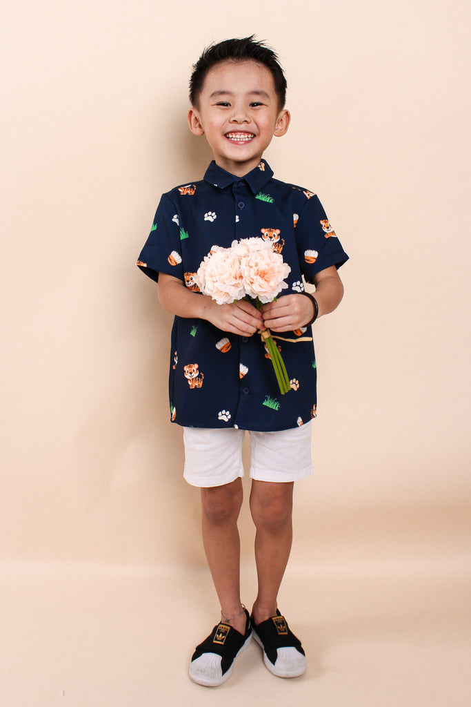 Year Of Tiger Kids Shirt - Navy [12M/18M/2Y/3Y/4Y/5Y/6Y/7Y/8Y]