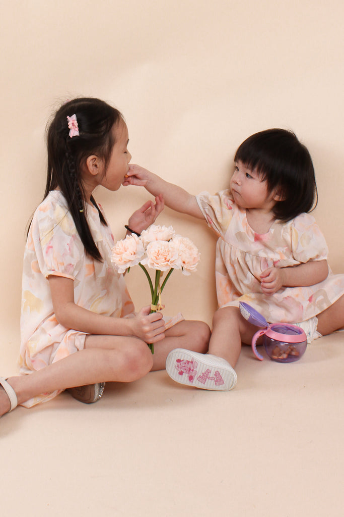 The Eden Babydoll Kids Dress - Peach [12M/18M/2Y/3Y/4Y/5Y/6Y/7Y/8Y]