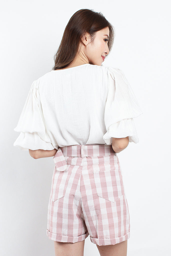 Nina Gingham Belted Shorts - Pink [XS/S/M/L/XL]