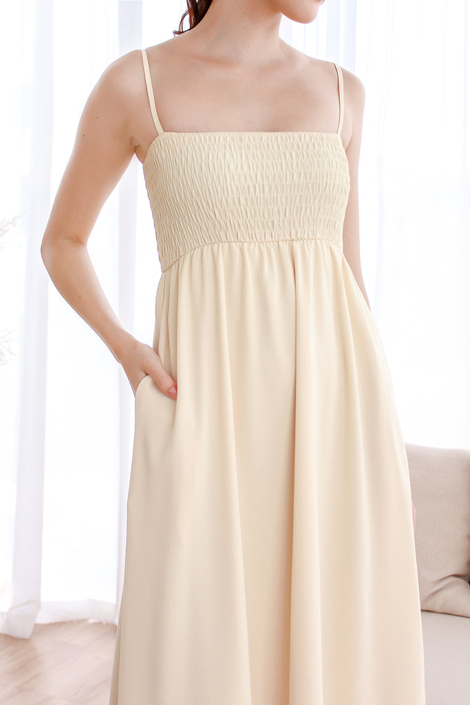 Zonia Smocked Empire Dress - Wheat [XS/S/M/L/XL]