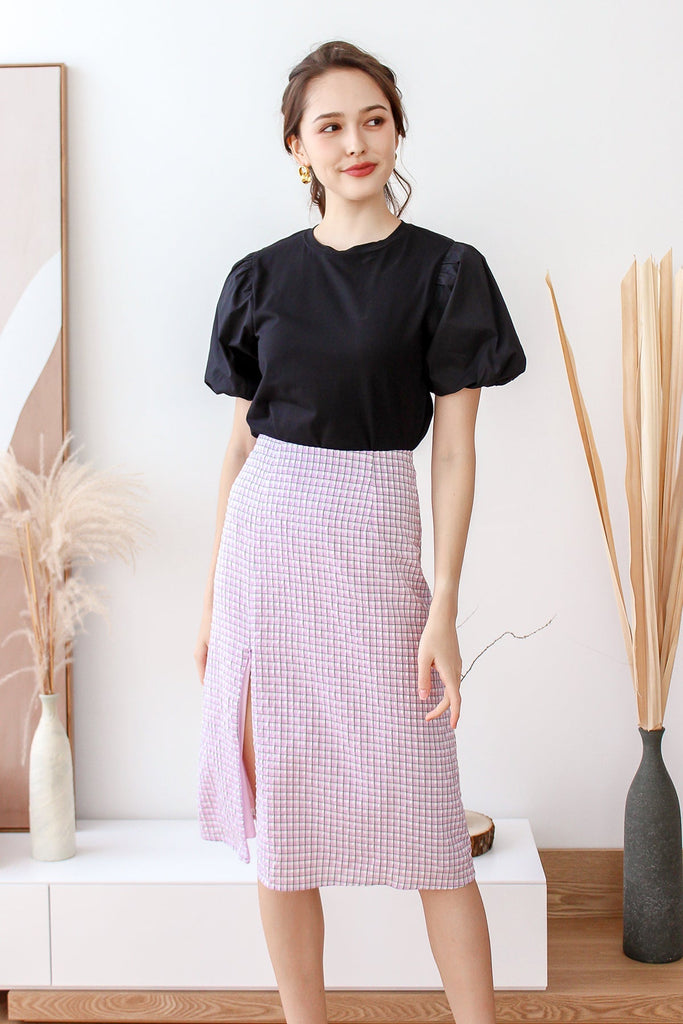 Restock: Kelly Puffy Sleeves Basic Top -  Black [XS/S/M/L/XL]