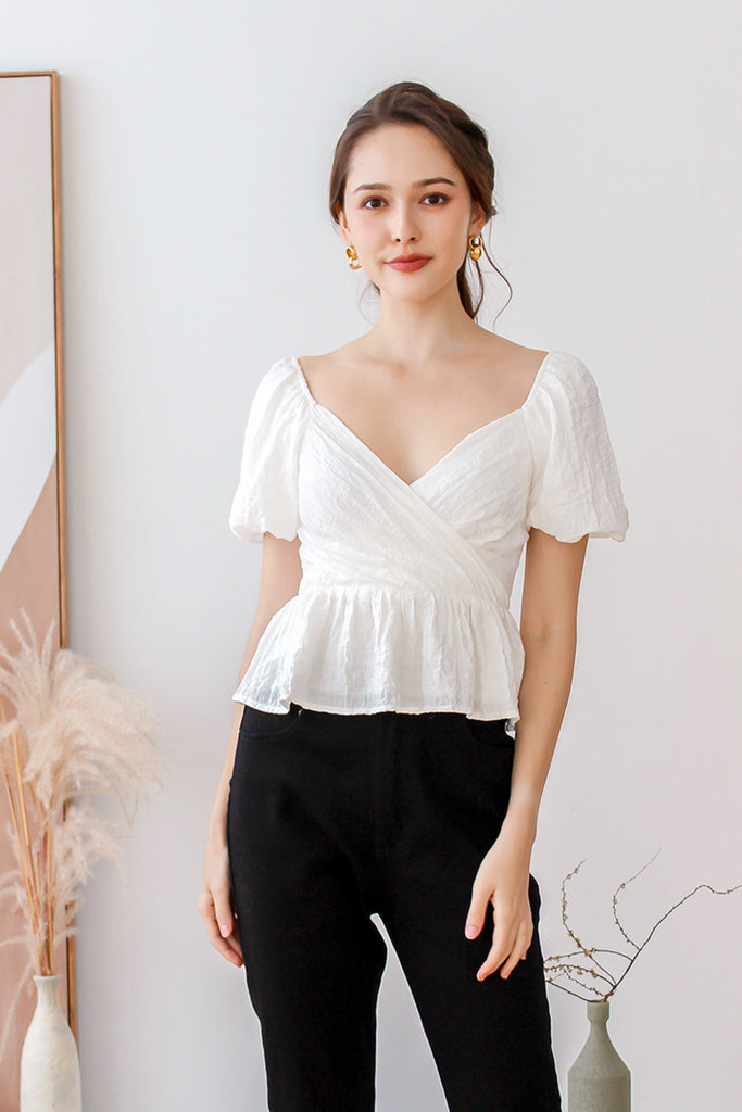 Dawson Textured Peplum Top - White [XS/S/M/L/XL]
