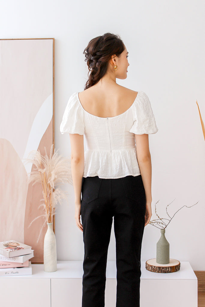 Dawson Textured Peplum Top - White [XS/S/M/L/XL]
