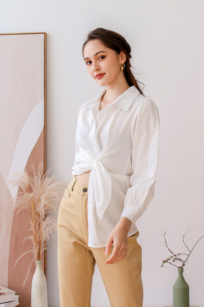 Capri Overlap Shirt Top - White [XS/S/M/L/XL]