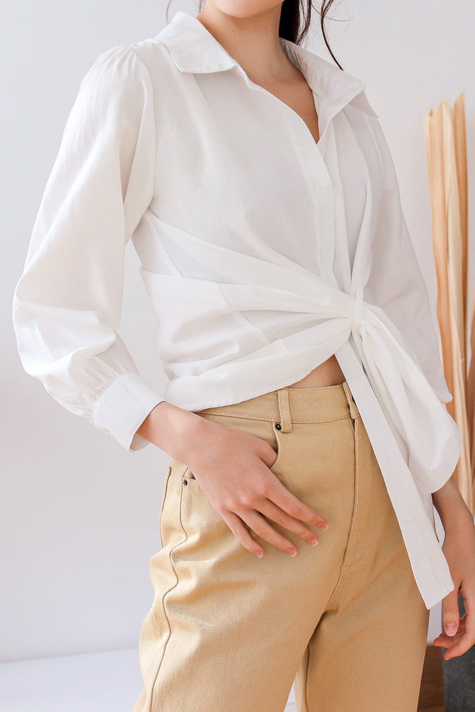 Capri Overlap Shirt Top - White [XS/S/M/L/XL]