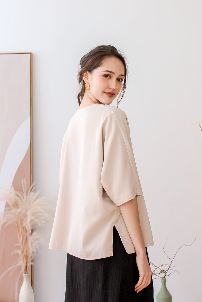 Dewina Reversible Kimono Outer - Nude Pink Plaids / Ecru [XS/S/M/L/XL]