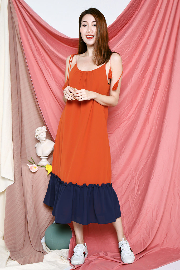Valarie Colourblock Tassel Midi - Rust/Navy [XS/S/M/L/XL]