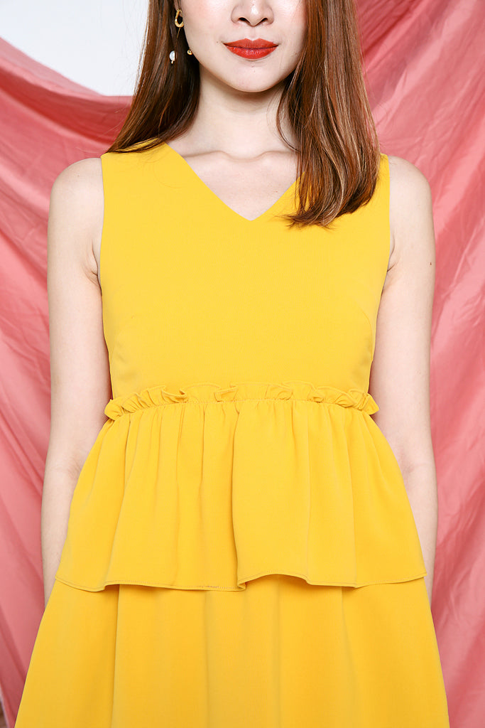 Callie Peplum Tiered Dress - Sunshine [XS/S/M/L]