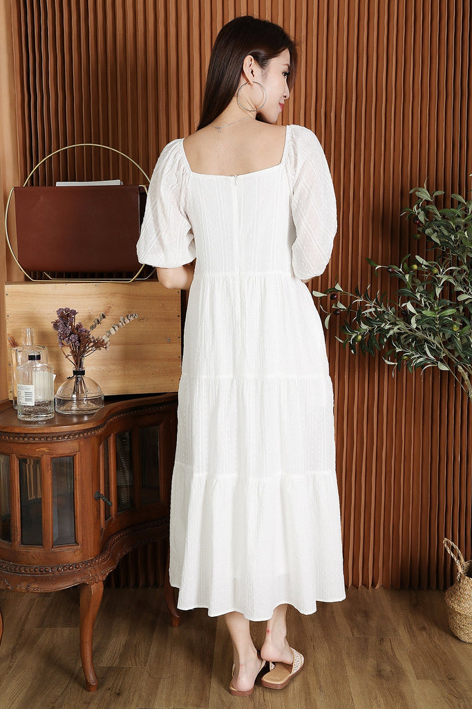 Restock: Adalyn Sleeved Tiered Dress - White [XS/S/M/L/XL]