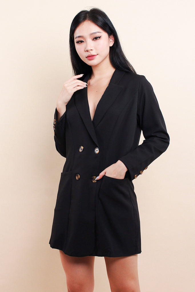 Ari Double Breasted Blazer Dress - Black [S/M/L]