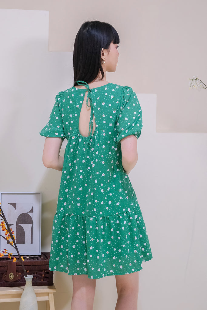 Daisy Back Loop Babydoll Dress - Green [XS/S/M/L/XL]
