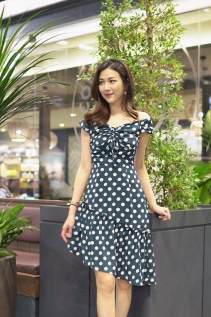 Gina Polka Dot Asymmetrical Hem Dress - Forest [S/M/L/XL]